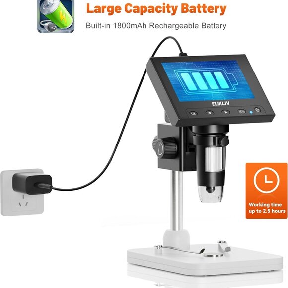 Microscope, LCD Digital Coin Microscope 1000x, Coin Magnifier with 8 Adjustable - Picture 8 of 9